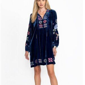 NWT Johnny Was 3J Workshop JWLA Biya Velvet Yoke Nikkola Embroidered Dress L